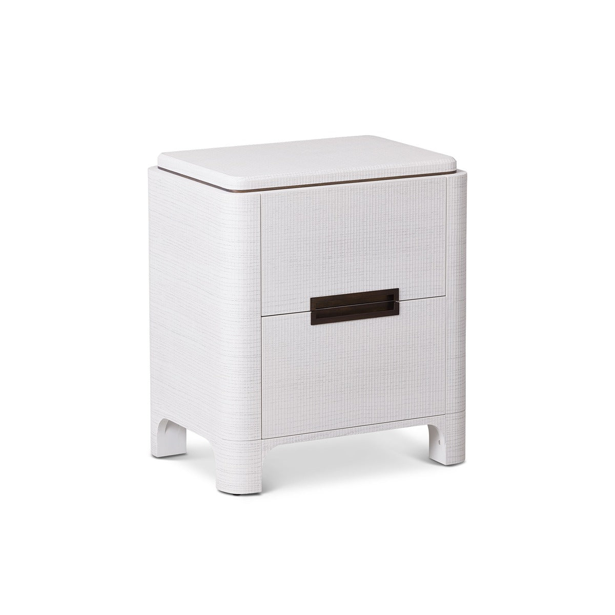 Vitros Bedside Table - White Saw Cut Oak & Antique Brushed Brass