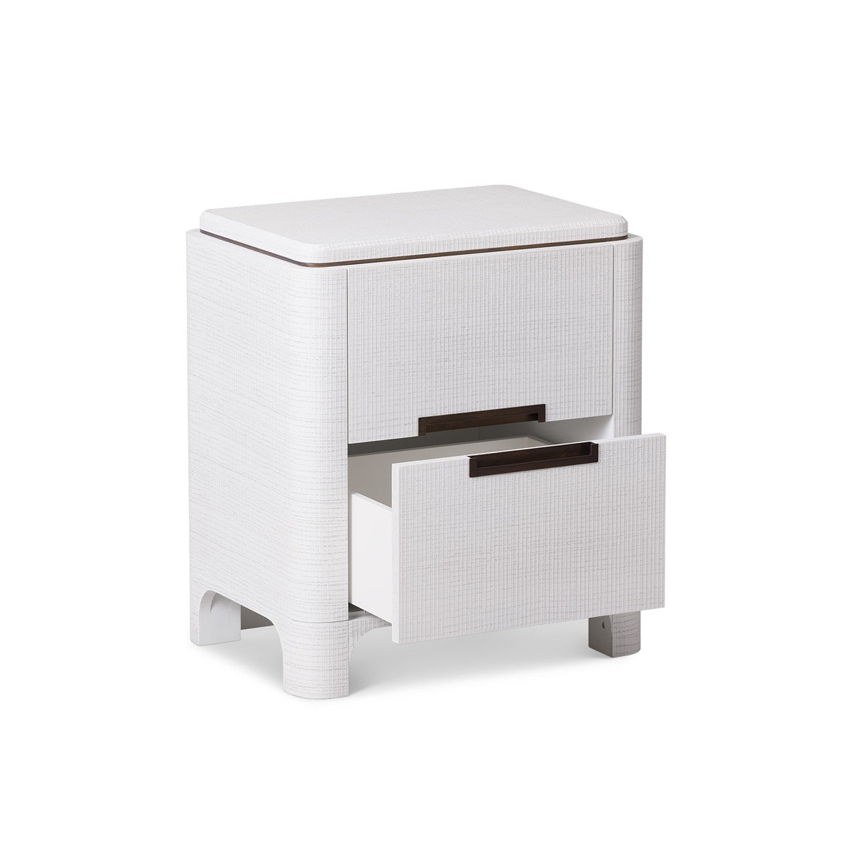 Vitros Bedside Table - White Saw Cut Oak & Antique Brushed Brass