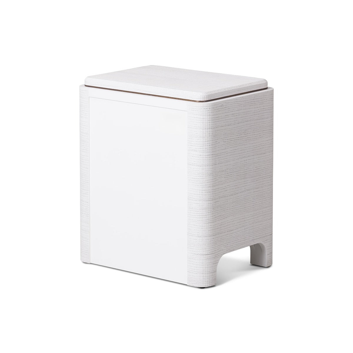 Vitros Bedside Table - White Saw Cut Oak & Antique Brushed Brass