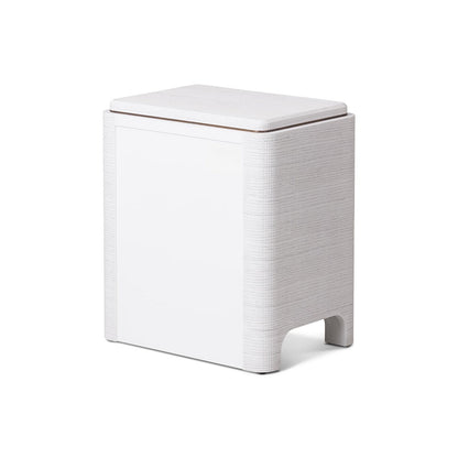 Vitros Bedside Table - White Saw Cut Oak & Antique Brushed Brass