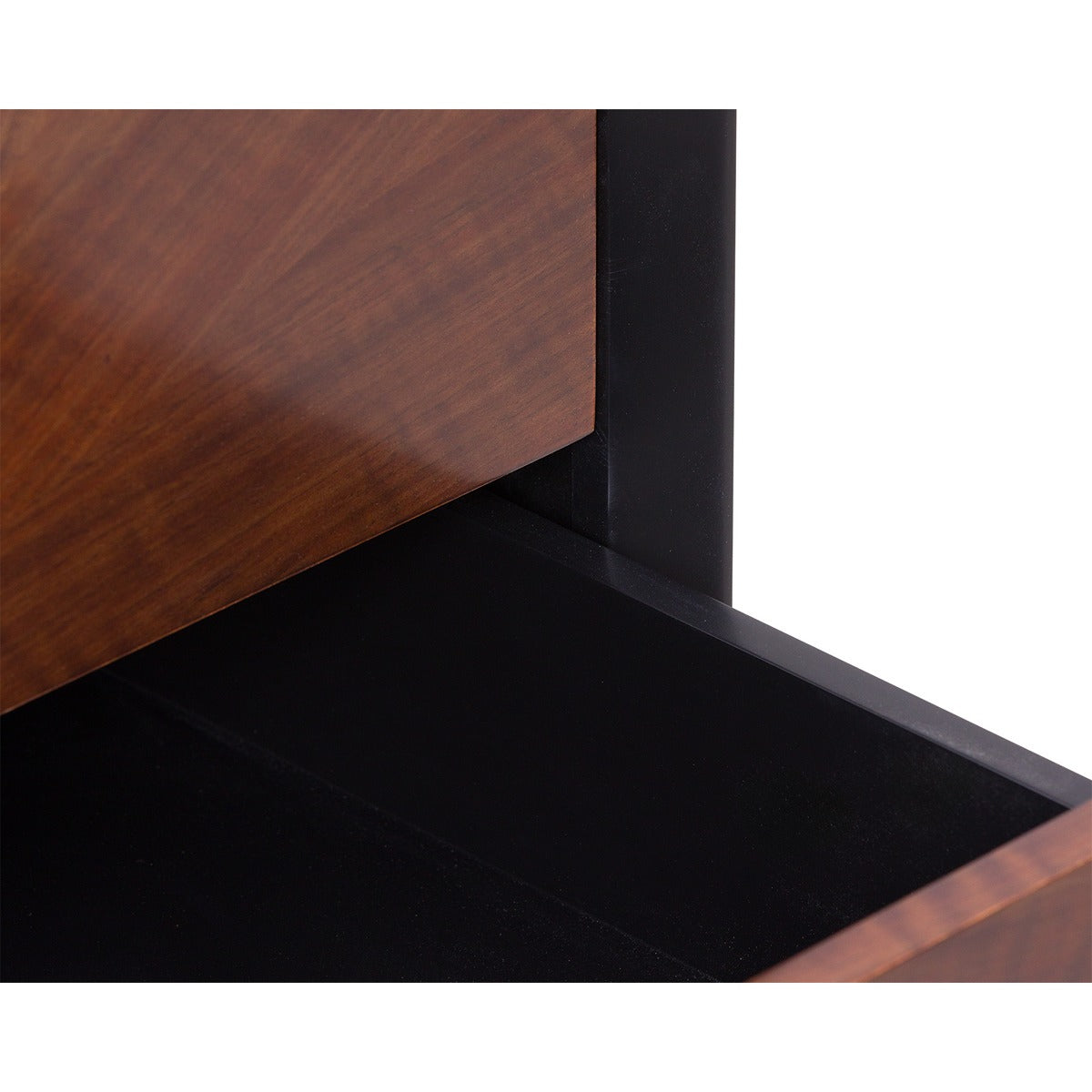 Beverly 2 Drawer Bedside Table - Brown Wood & Hammered Brass