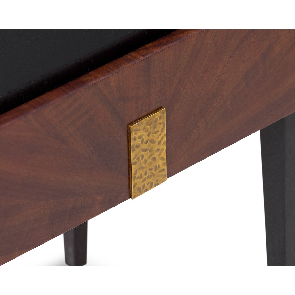 Beverly 1 Drawer Bedside Table - Brown Wood & Hammered Brass