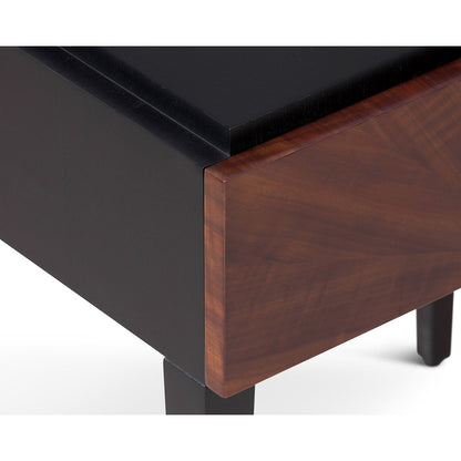 Beverly 1 Drawer Bedside Table - Brown Wood & Hammered Brass