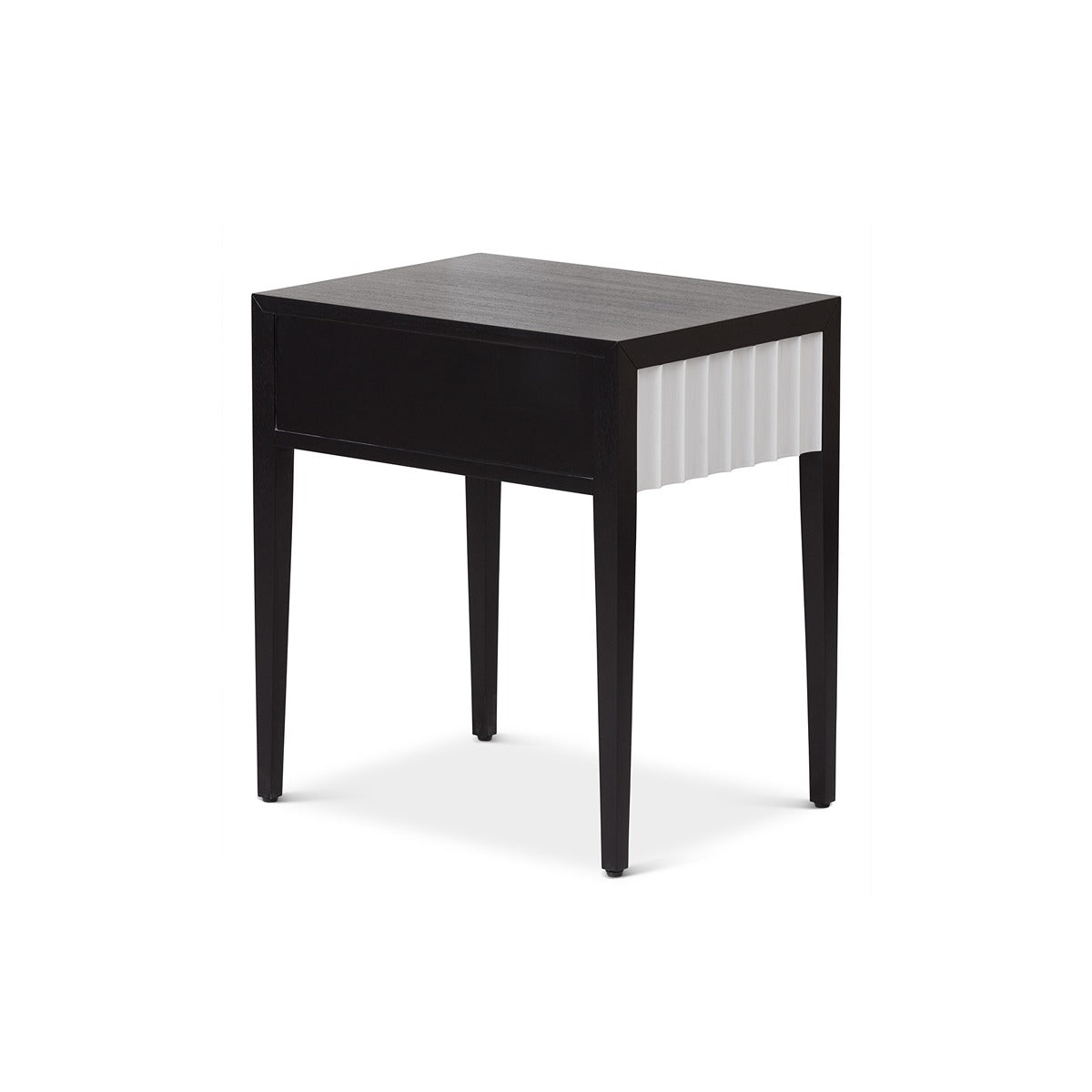 Malibu 1 Drawer Bedside Table - Black Satin Veneer & Hairline White
