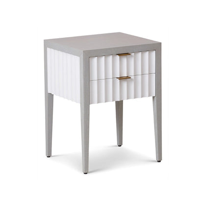 Malibu 1 Drawer Bedside Table - Grey Satin Veneer & Hairline White