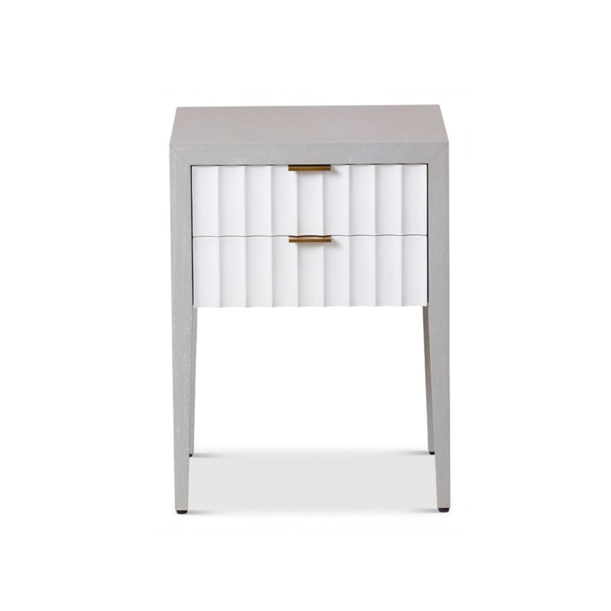 Malibu 1 Drawer Bedside Table - Grey Satin Veneer & Hairline White