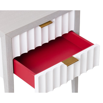 Malibu 1 Drawer Bedside Table - Grey Satin Veneer & Hairline White