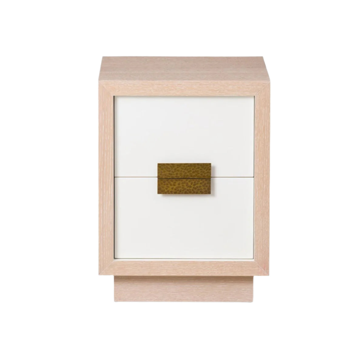Manila 2 Drawer Beside Table - Natural White Oak & Antique Brass