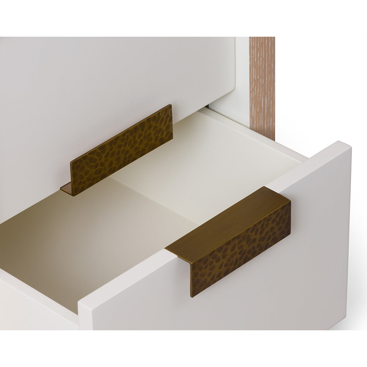 Manila 2 Drawer Beside Table - Natural White Oak & Antique Brass