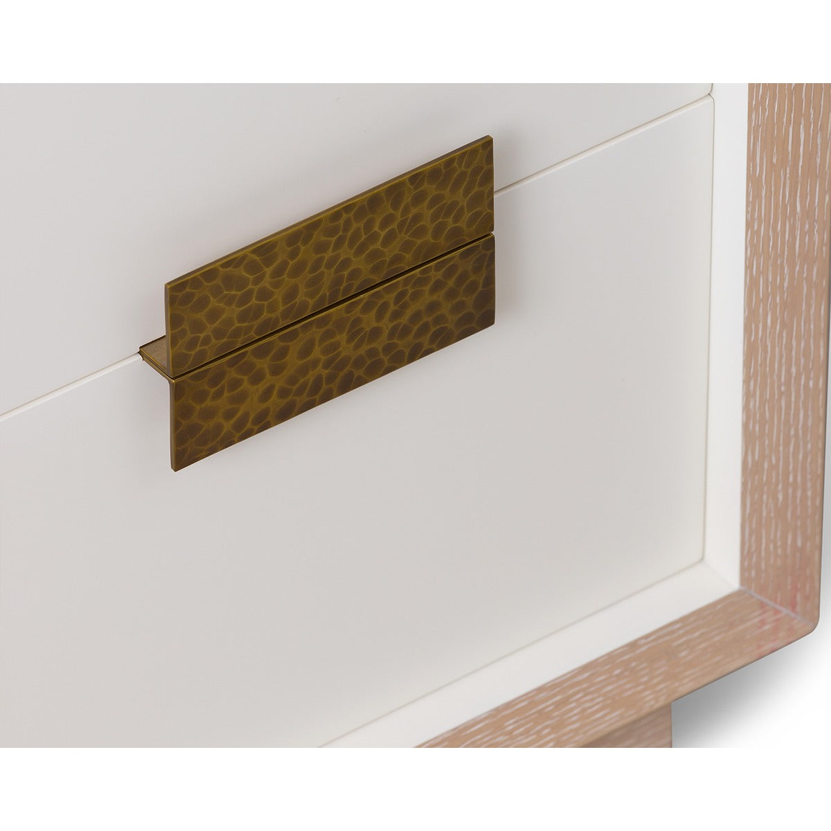 Manila 2 Drawer Beside Table - Natural White Oak & Antique Brass