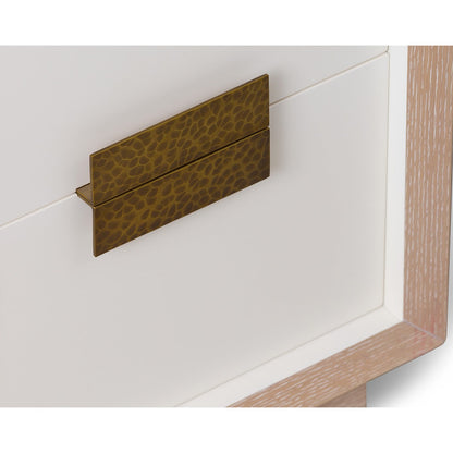 Manila 2 Drawer Beside Table - Natural White Oak & Antique Brass
