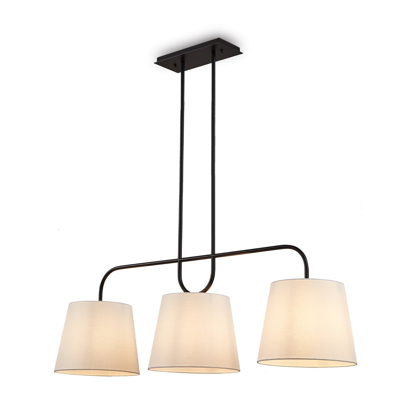 De Voir Pendant Lamp - Black Metal & White Linen