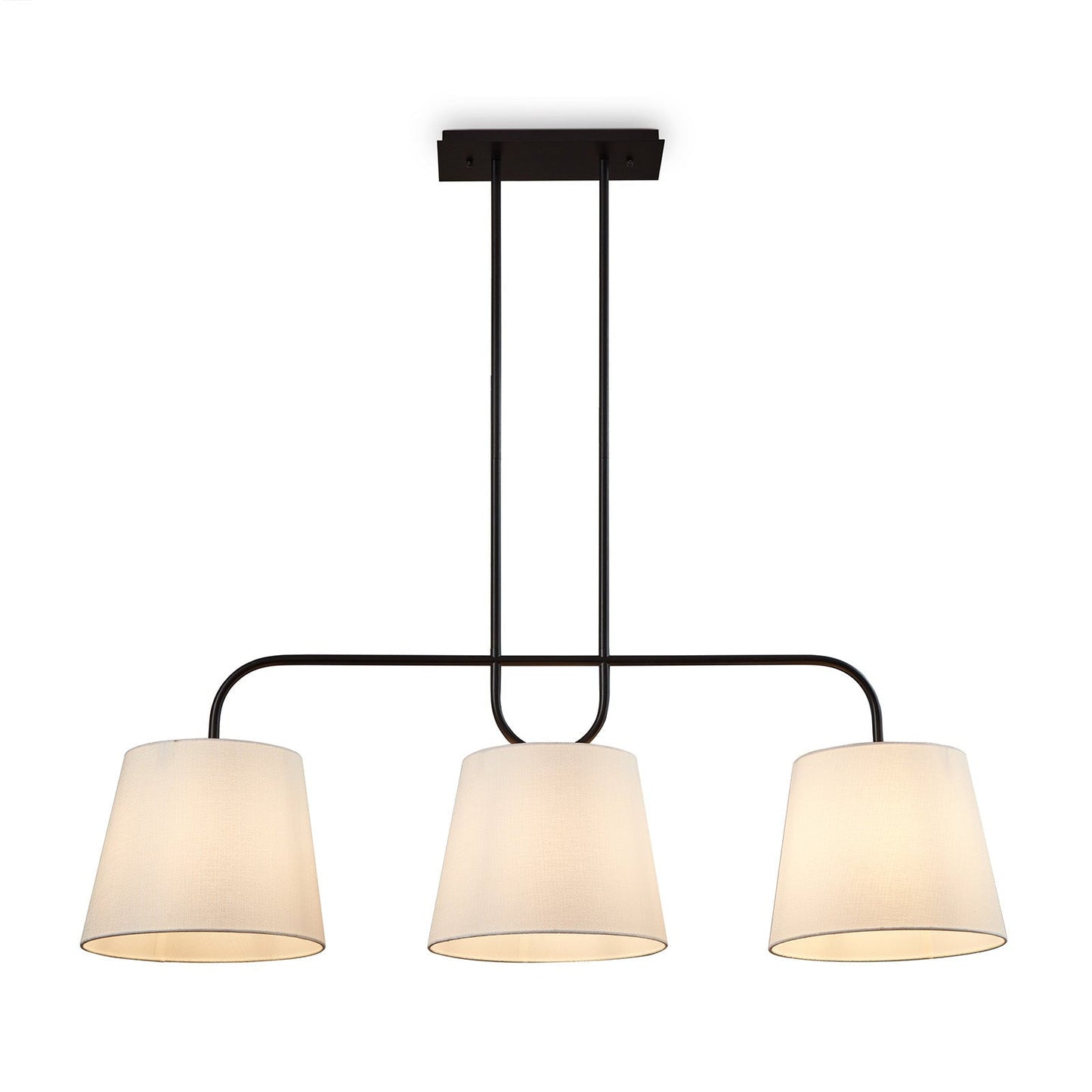 De Voir Pendant Lamp - Black Metal & White Linen