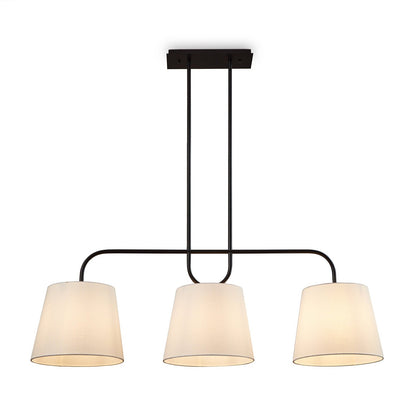 De Voir Pendant Lamp - Black Metal & White Linen