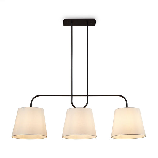 De Voir Pendant Lamp - Black Metal & White Linen
