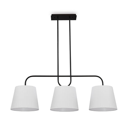 De Voir Pendant Lamp - Black Metal & White Linen