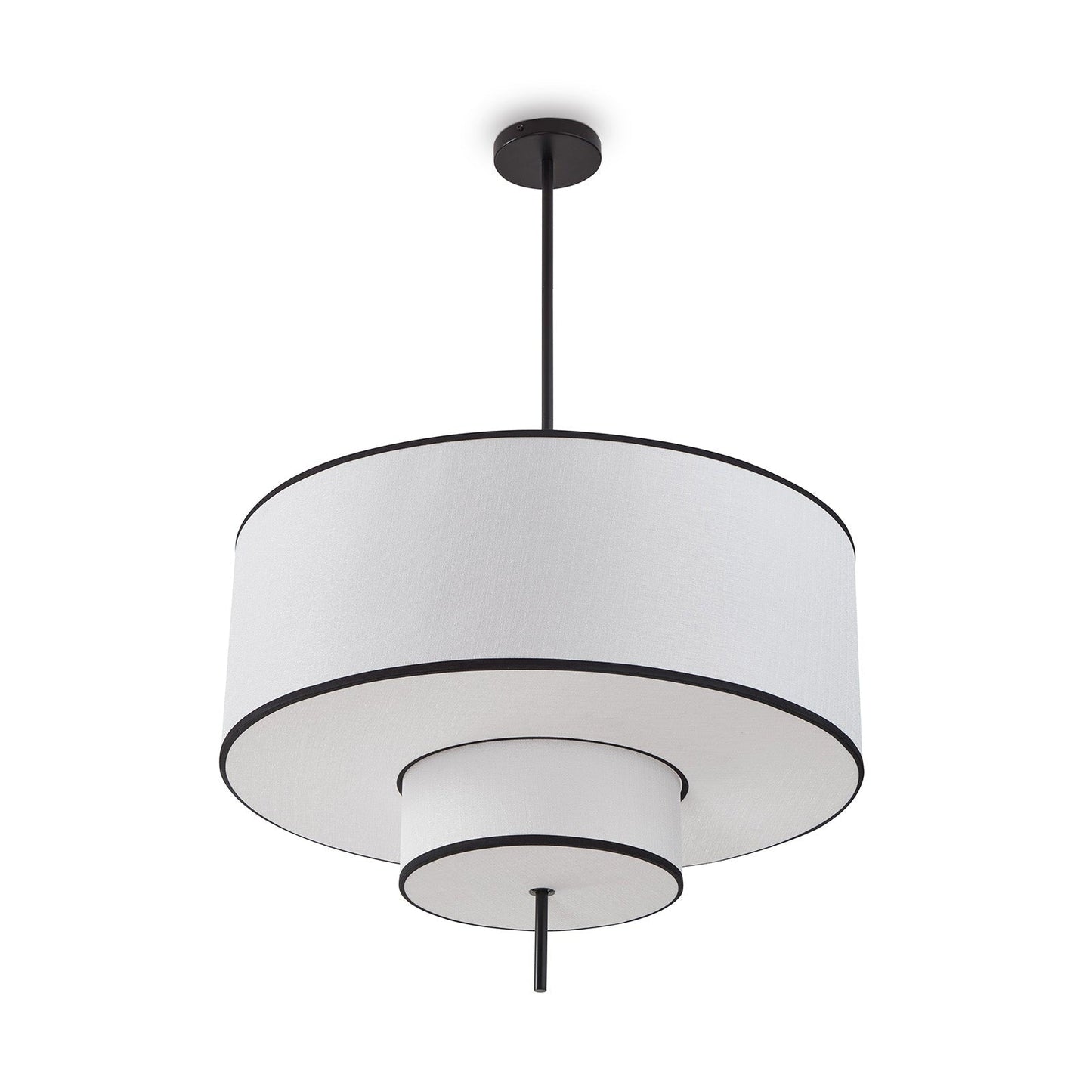 Aris Pendant Lamp - Black Metal & White Linen