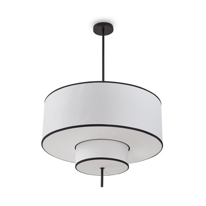 Aris Pendant Lamp - Black Metal & White Linen