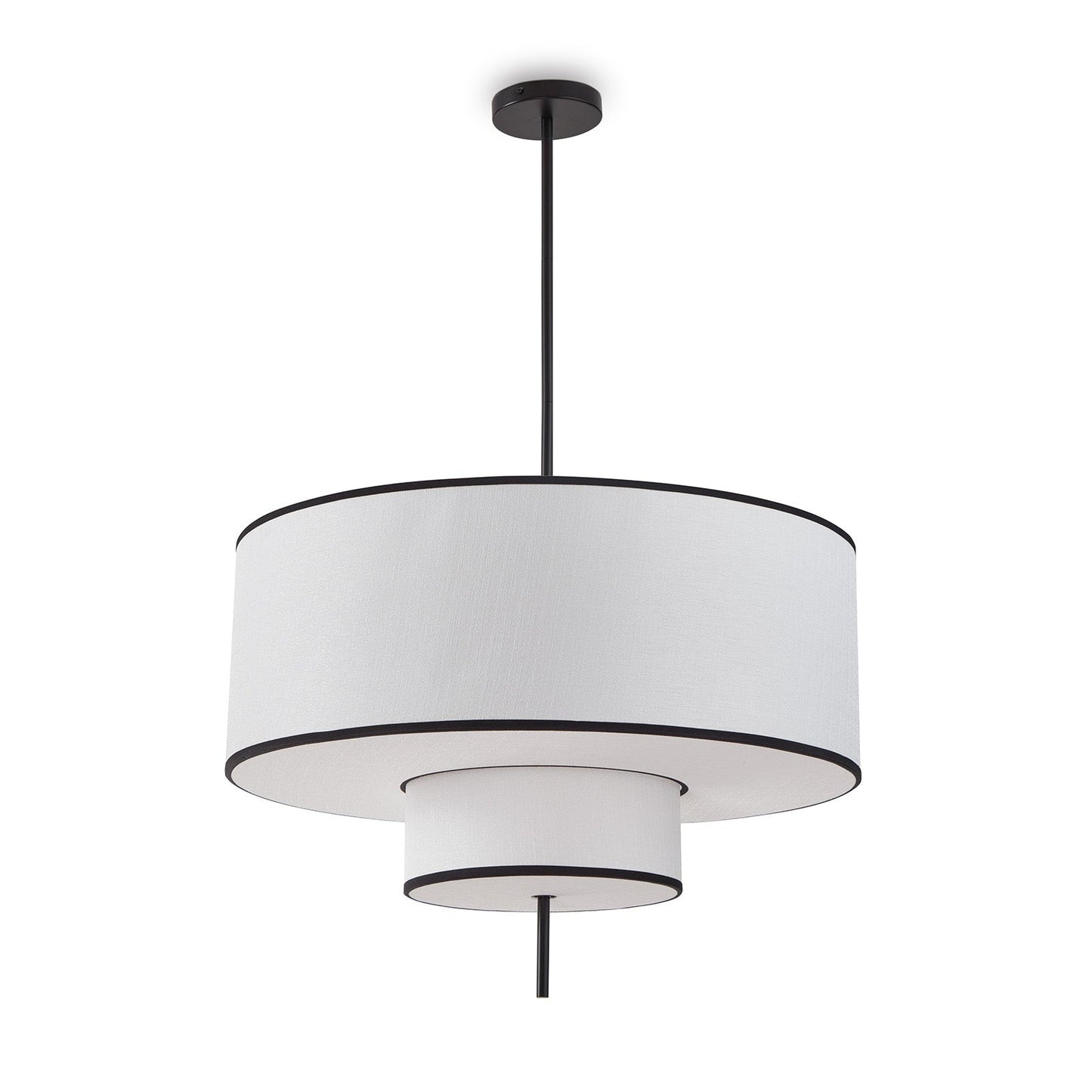 Aris Pendant Lamp - Black Metal & White Linen