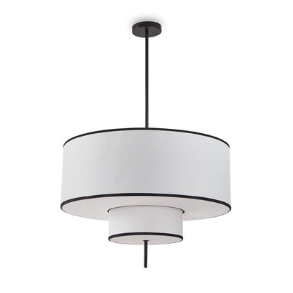 Aris Pendant Lamp - Black Metal & White Linen