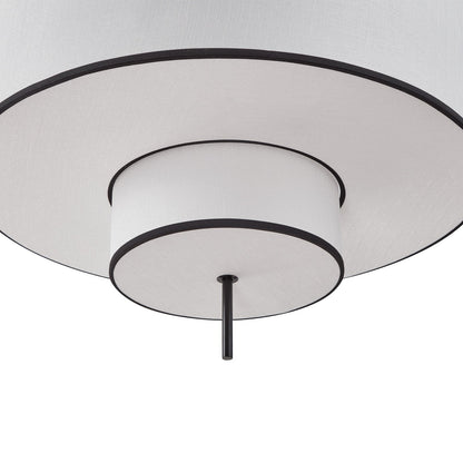Aris Pendant Lamp - Black Metal & White Linen