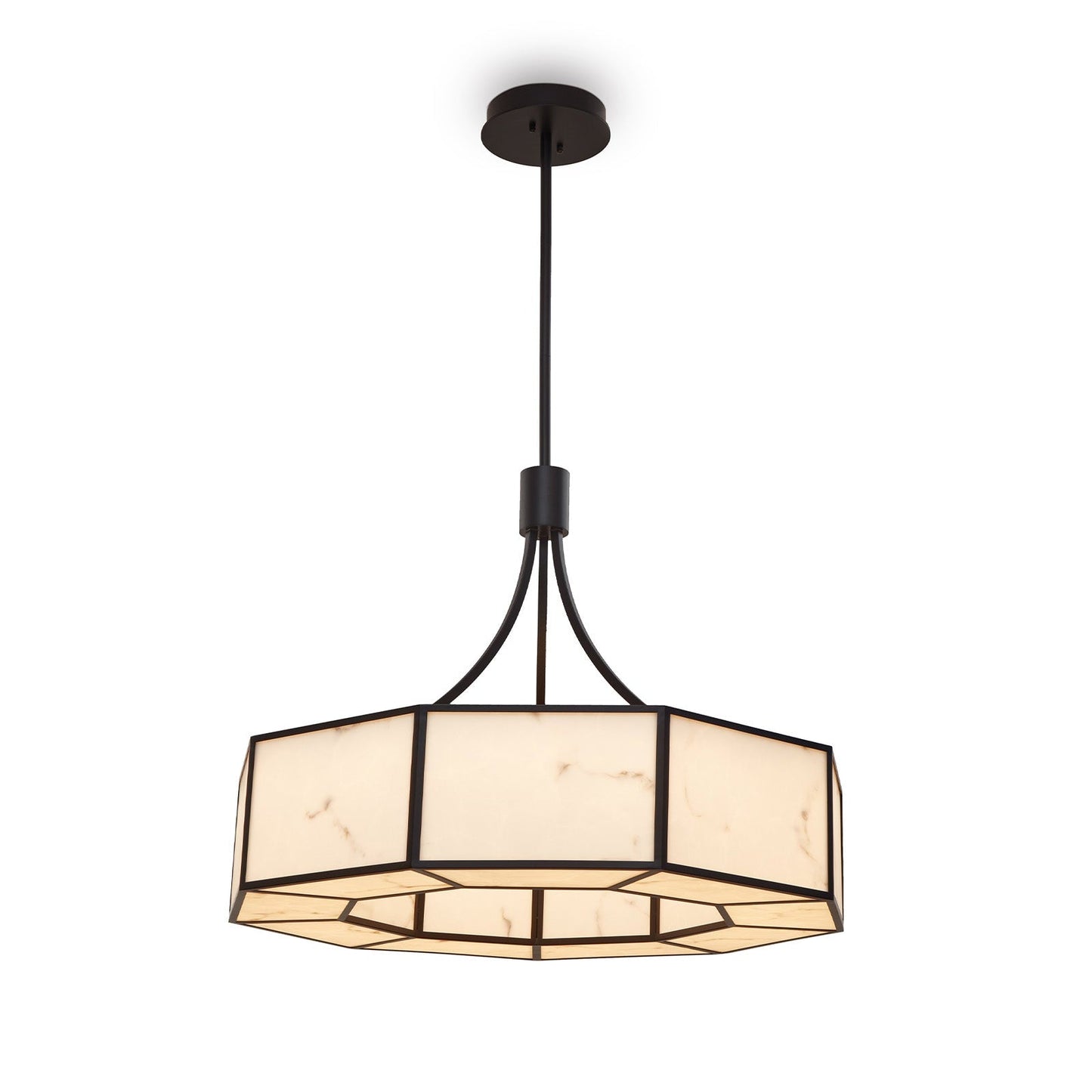 Allen Pendant Lamp - Black Metal & Alabaster Effect