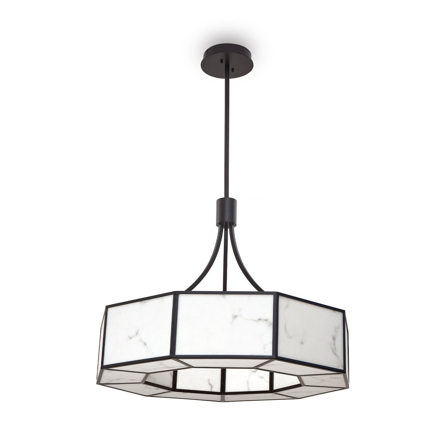 Allen Pendant Lamp - Black Metal & Alabaster Effect