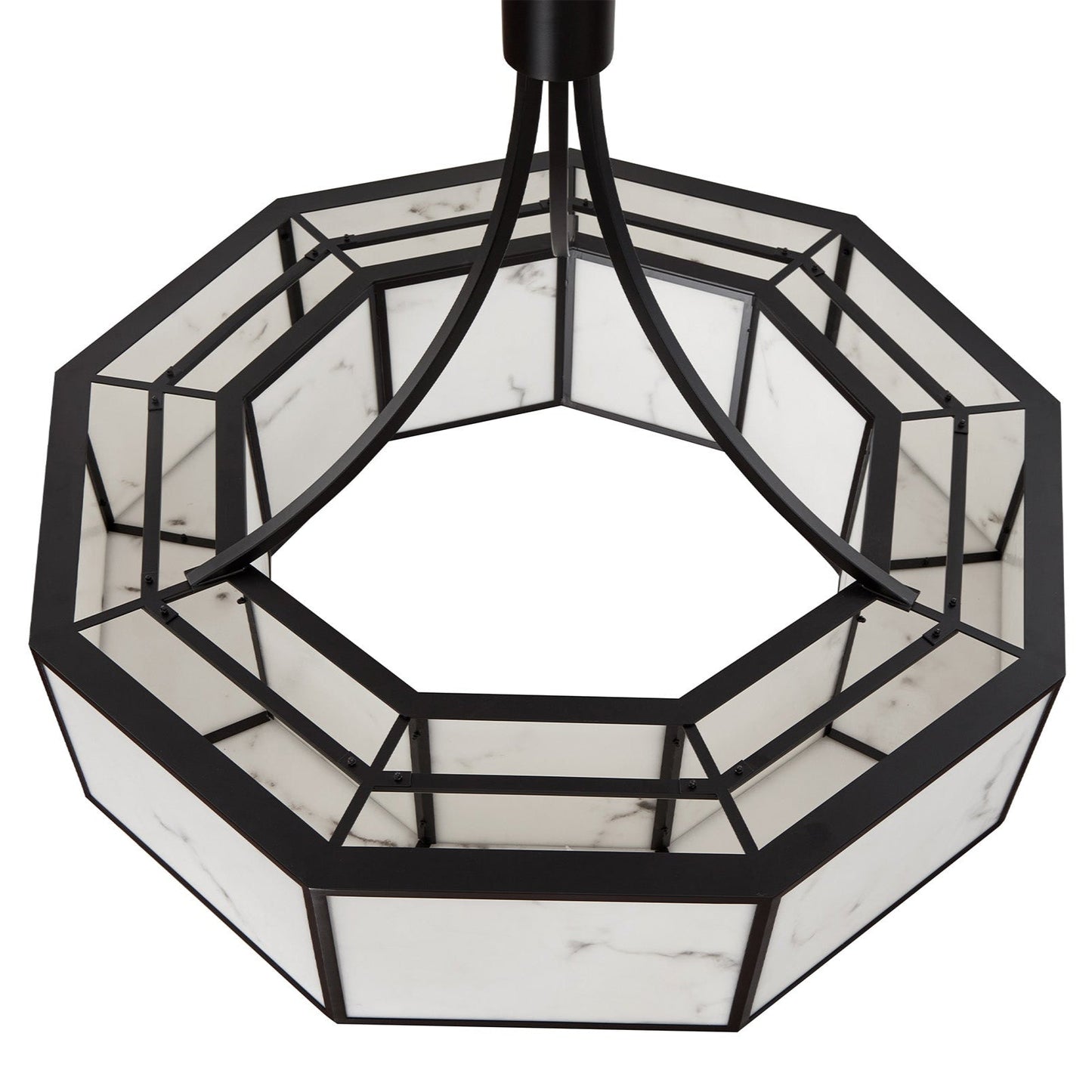 Allen Pendant Lamp - Black Metal & Alabaster Effect