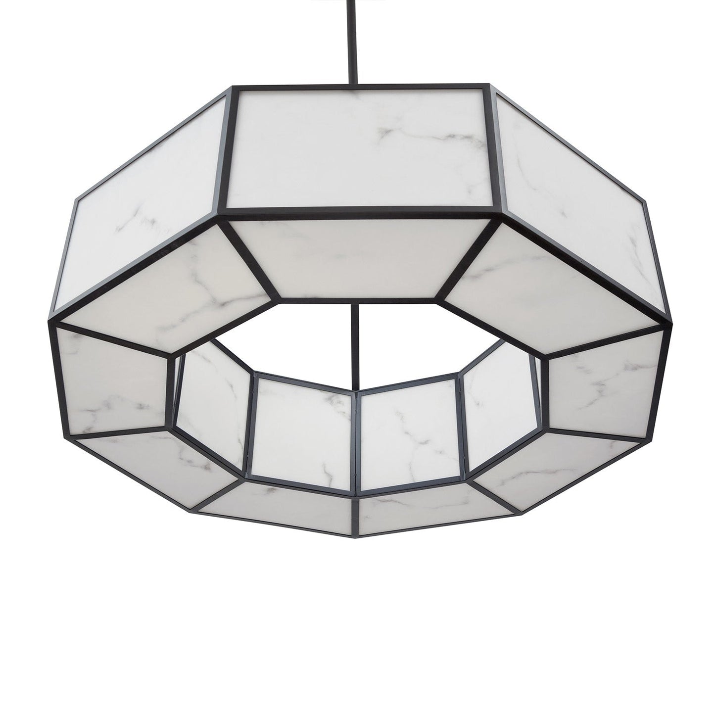 Allen Pendant Lamp - Black Metal & Alabaster Effect
