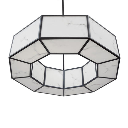 Allen Pendant Lamp - Black Metal & Alabaster Effect