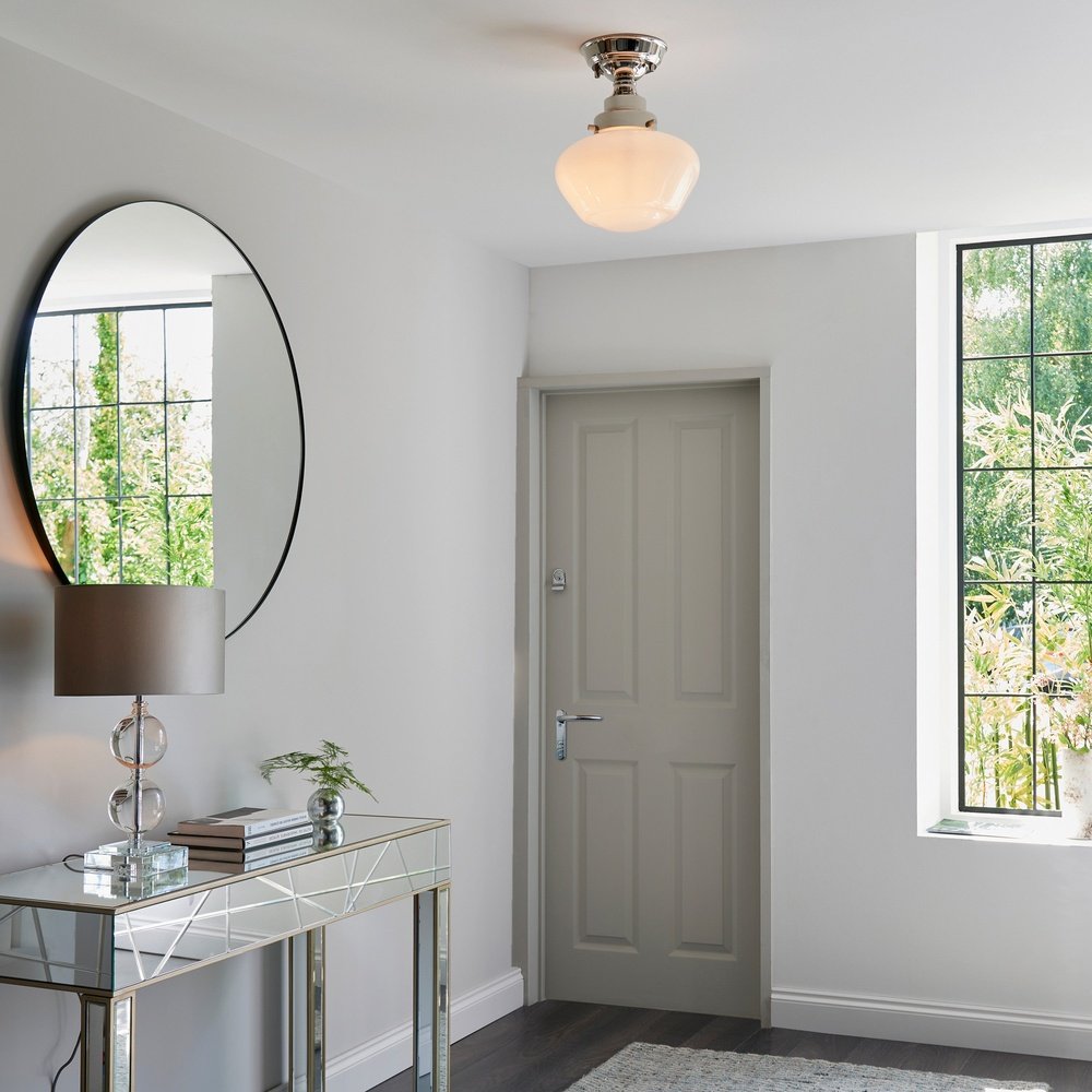 Isabella Ceiling Light - Nickel & Opal Glass