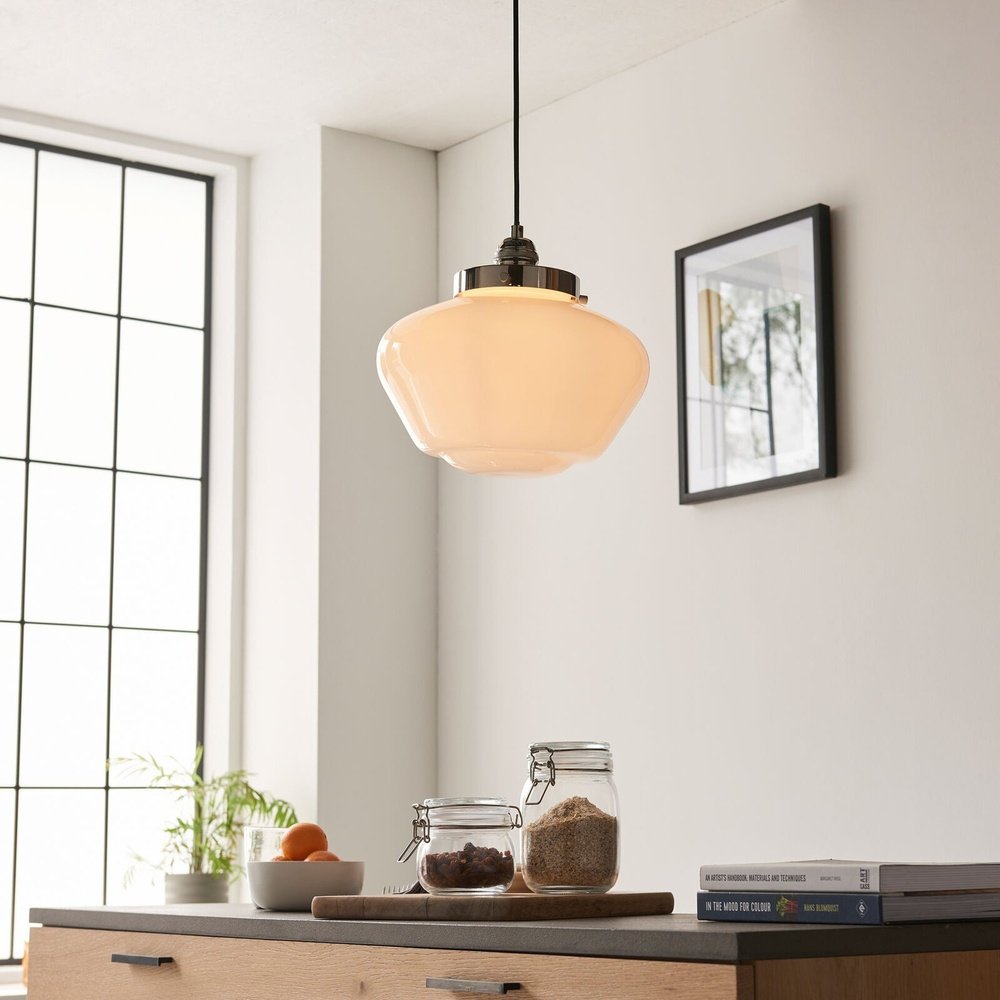 Isabella Pendant Light - Nickel & Opal Glass