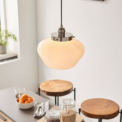 Isabella Pendant Light - Nickel & Opal Glass