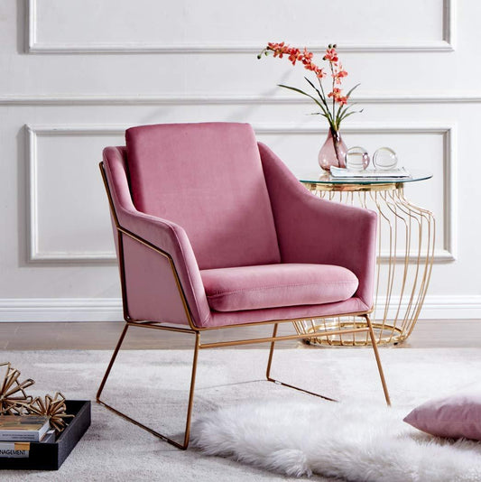 Hedy Accent Chair in Pink Velvet