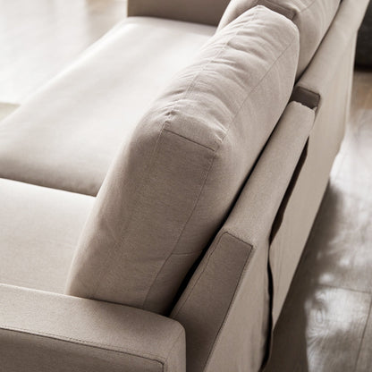 Campbell 3 Seater Sofa with Reversible Chaise in Beige Woven Fabric