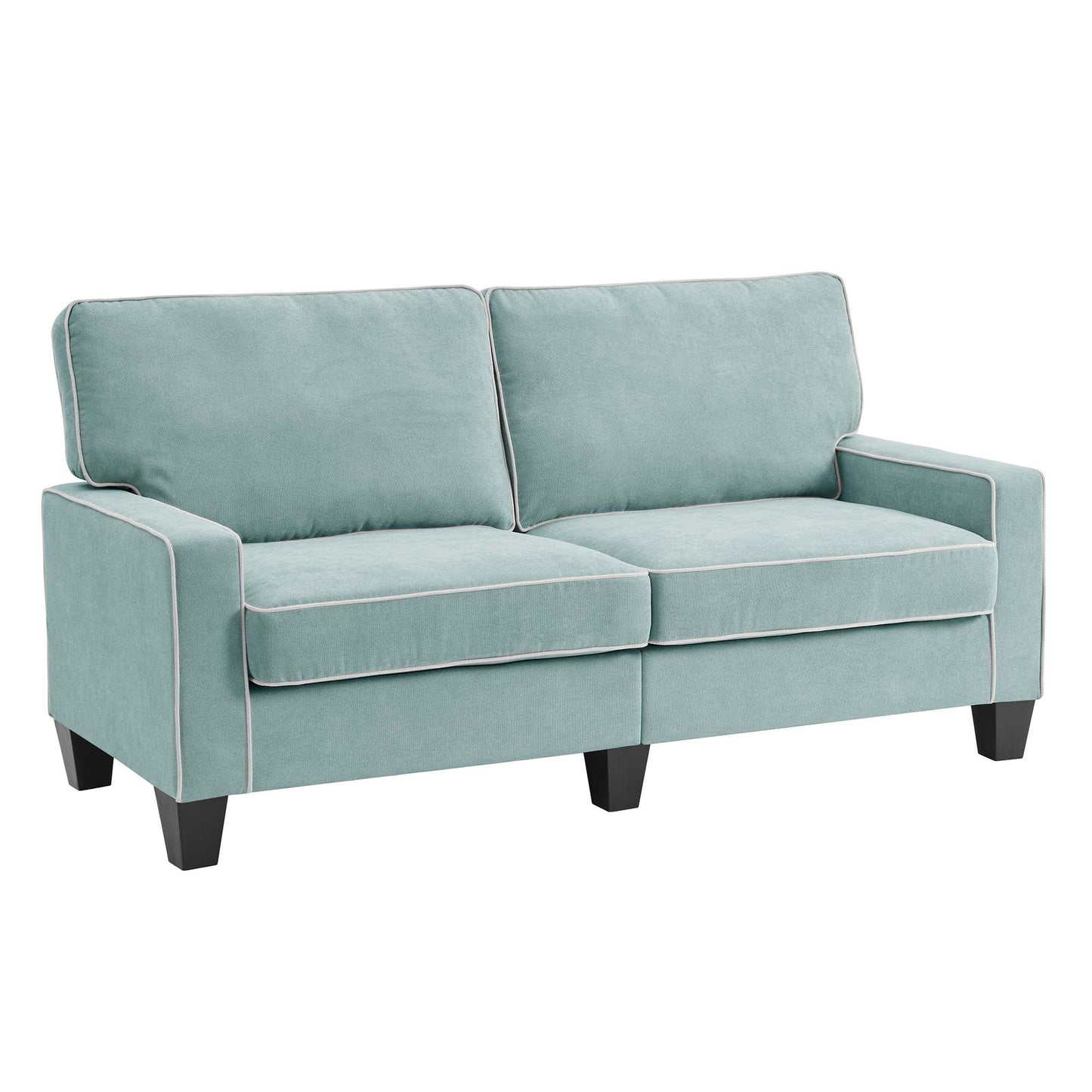 Sherbrook Large 2-Seater Mint Brushed Fabric Sofa with Contrasting Piping