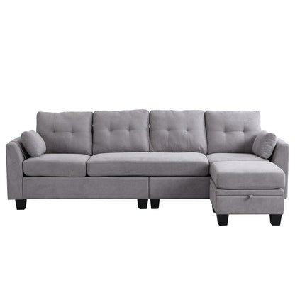 Brunswick Large 4-Seater Storage Chaise Sofa in Light Grey