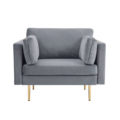 Pelham Grey Velvet Fabric Armchair