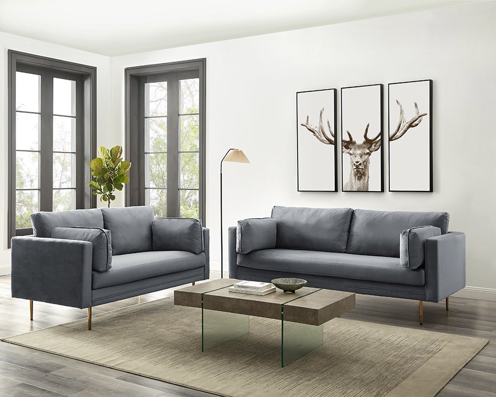 Pelham Grey Velvet Fabric Sofa