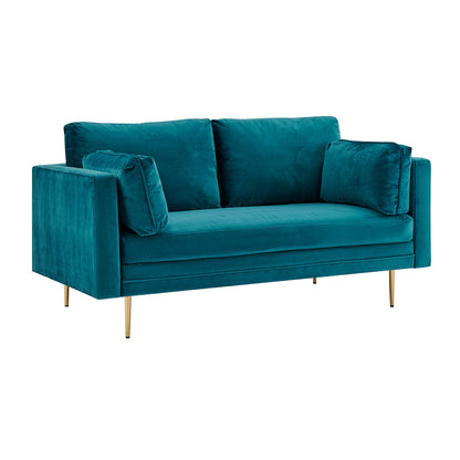 Pelham Teal Blue Velvet Fabric Sofa