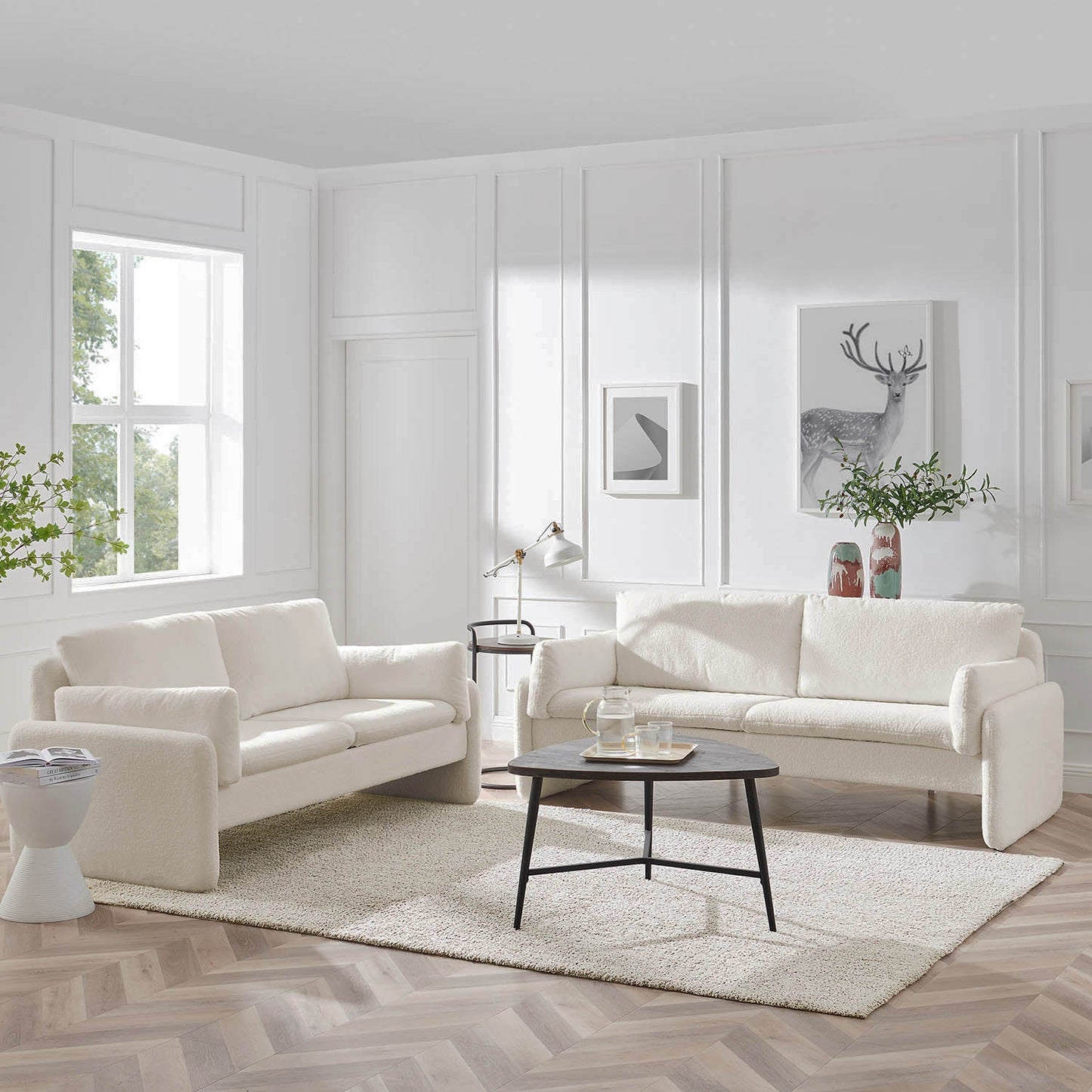 Clapham 3-Seater Ecru Boucle Sofa