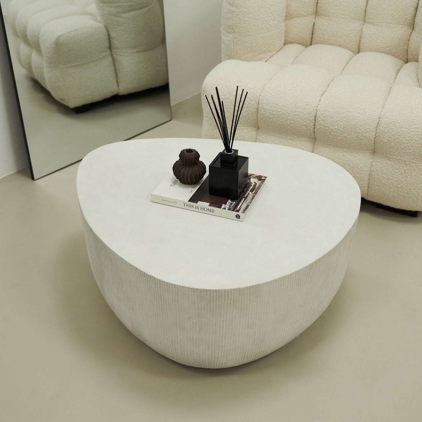 Leonardo - Minimal Concrete Irregular Shaped Coffee Table Large