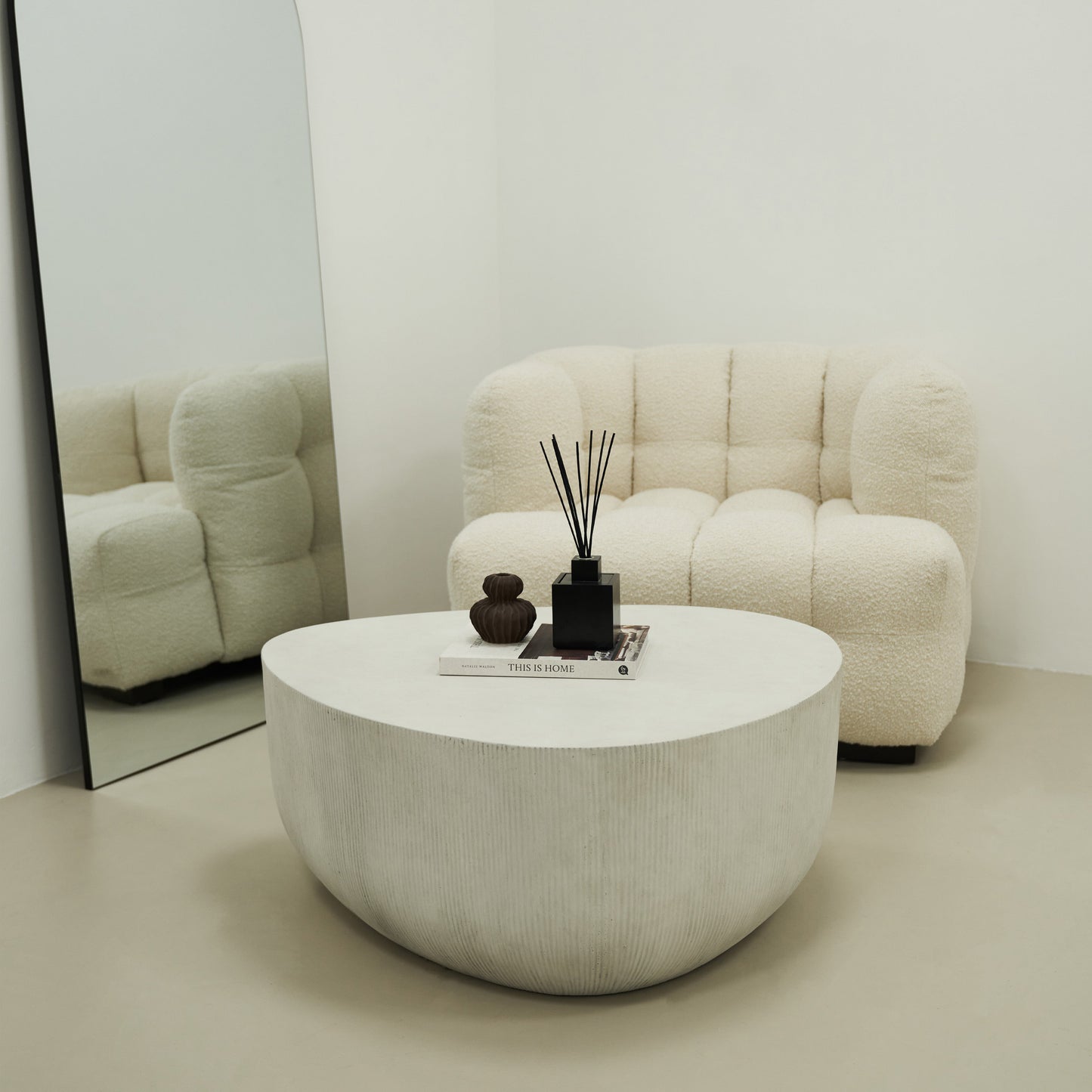 Leonardo - Minimal Concrete Irregular Shaped Coffee Table Large