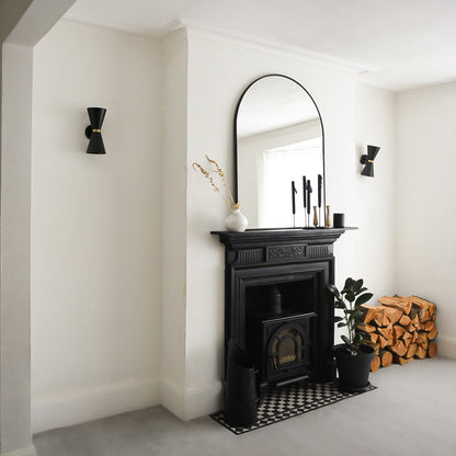 Liberty - Black Arched Metal Overmantle Mirror 120cm x 90cm