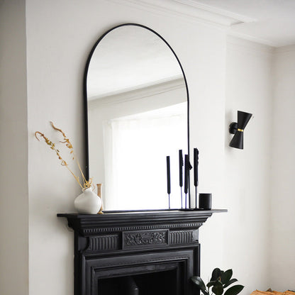 Liberty - Black Arched Metal Overmantle Mirror 120cm x 90cm