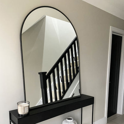 Liberty - Black Arched Metal Overmantle Mirror 120cm x 90cm