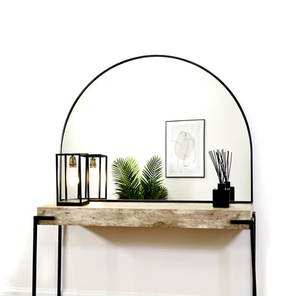 Liberty - Black Wide Arched Metal Overmantle Mirror 120cm x 90cm