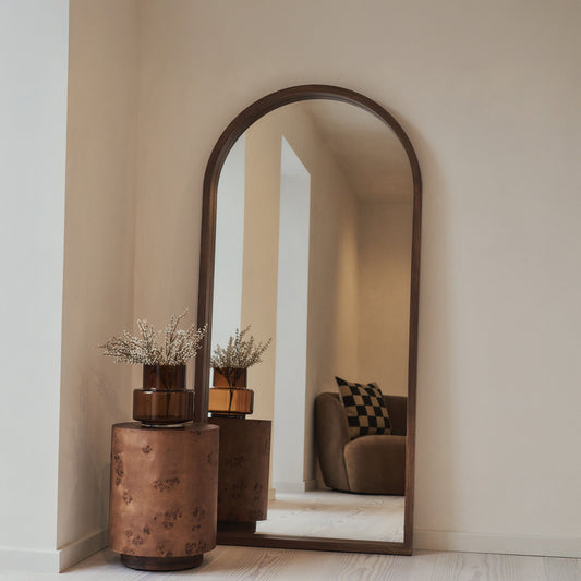 Lilia - Full Length Dark Wood Arched Wooden Mirror 170cm x 80cm