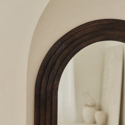 Luciana - Charred Wood Arched Overmantle Mirror 120cm x 90cm