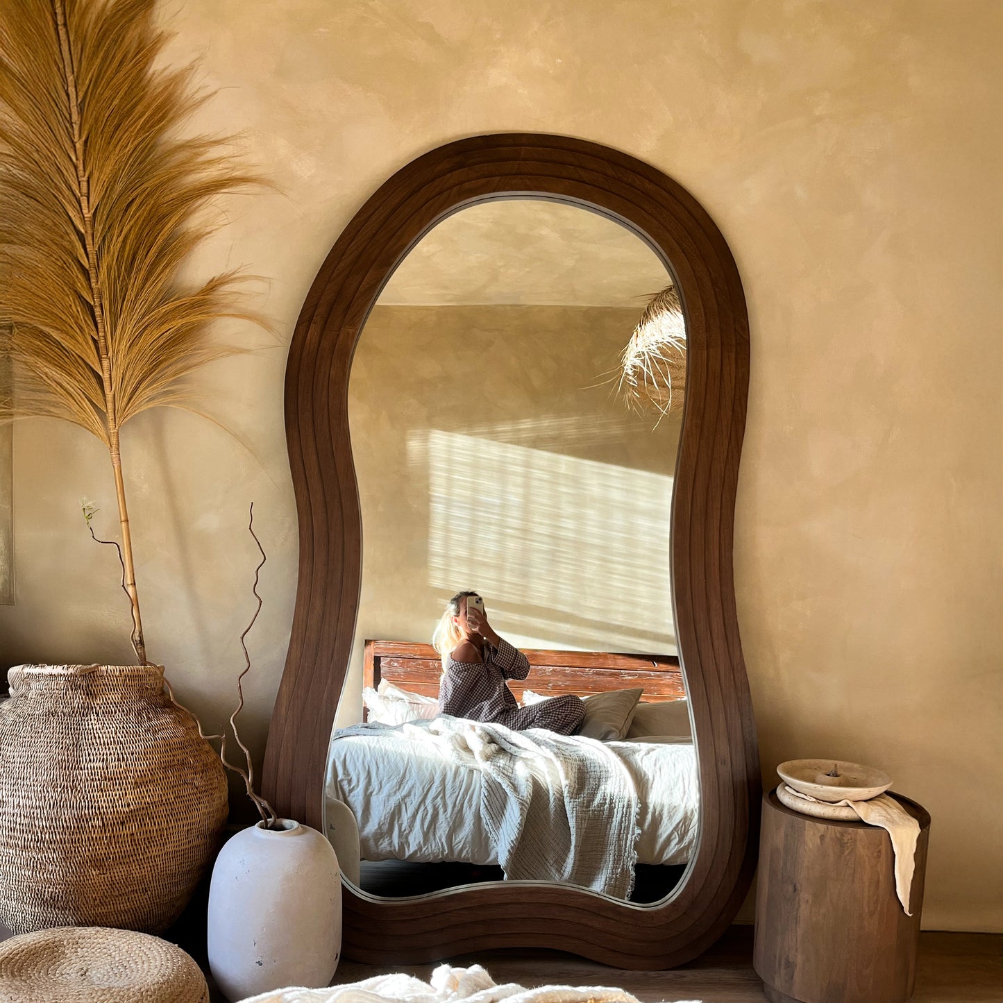 Luciana - Full Length Irregular Dark Wood Extra Large Mirror 200cm x 115cm